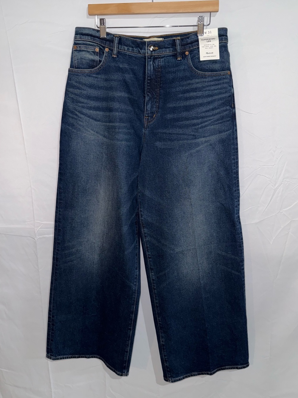 New Madewell Super Wide-Leg Dark Blue Jeans with Magic Pockets